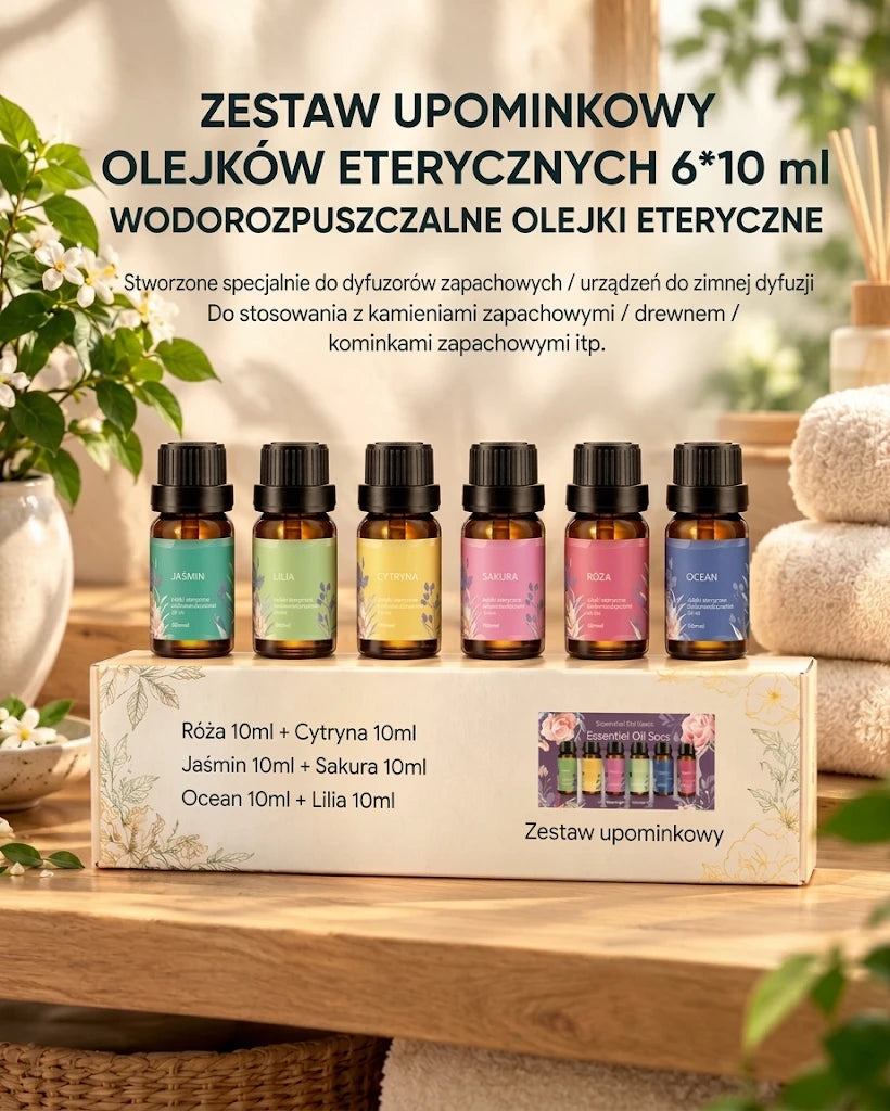 Zestaw 6 olejków eterycznych 10 ml